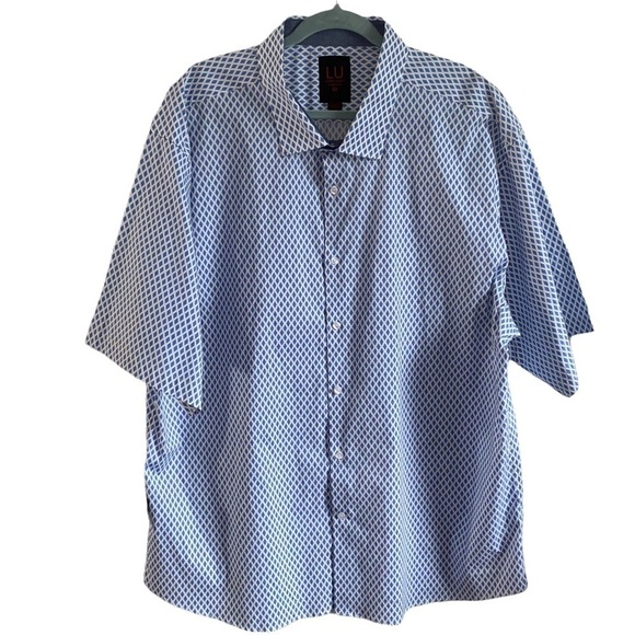 UO Linea Uomo Mens short sleeve‎ casual shirt with geometric pattern - Picture 1 of 3
